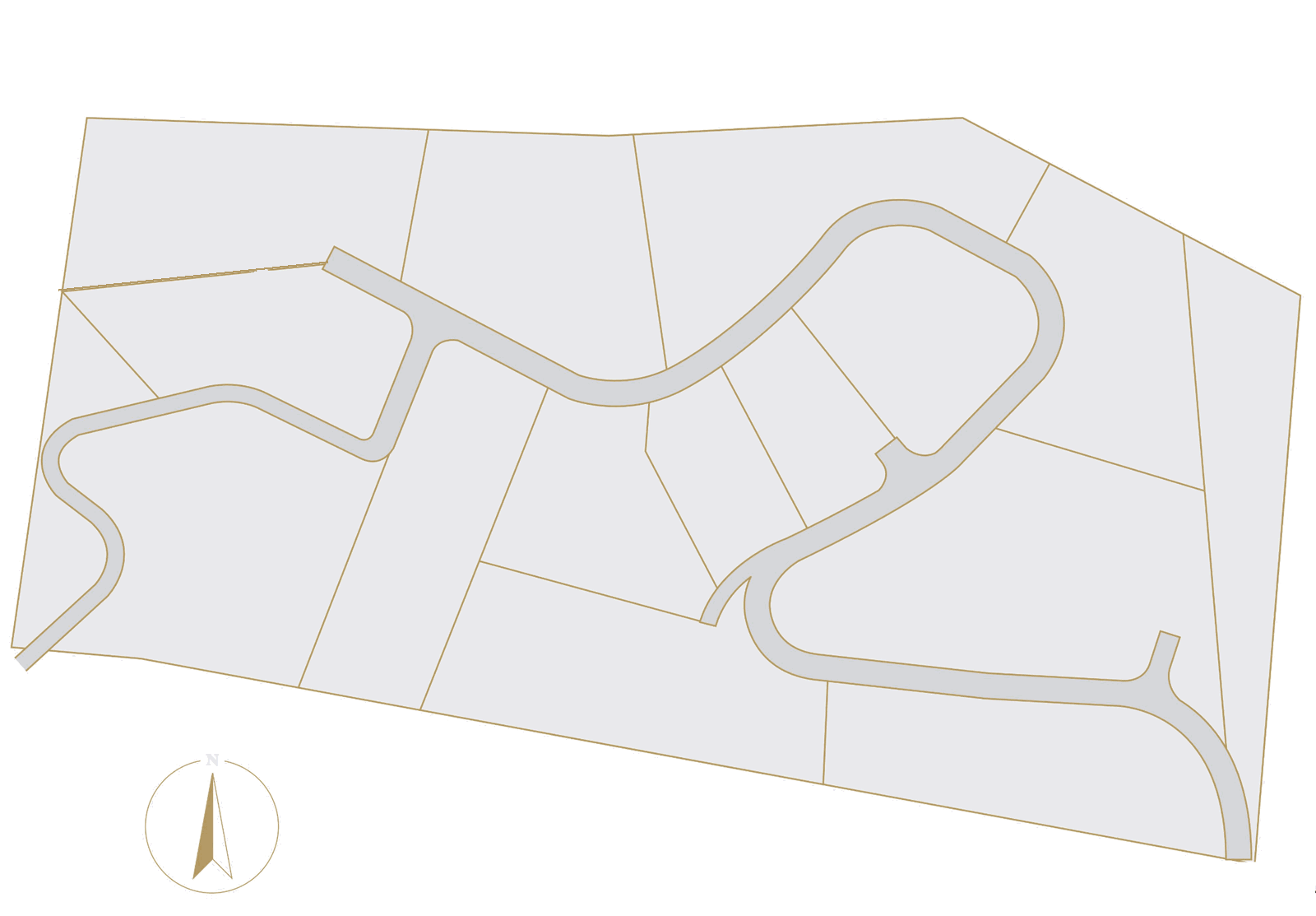 Estate plan of Magnetic Views showing thirteen lots. Lots 1, 4, 6, 7, 8 and 9 are sold; lots 2, 3, 5, 10, 11, 12 and 13 are available.